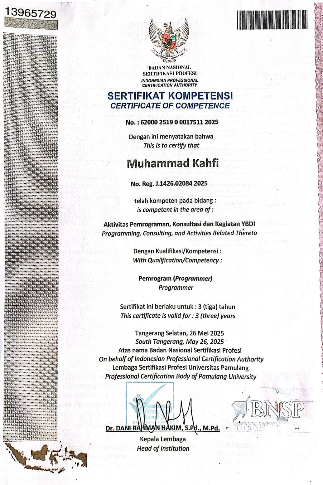 BNSP Programming Certificate